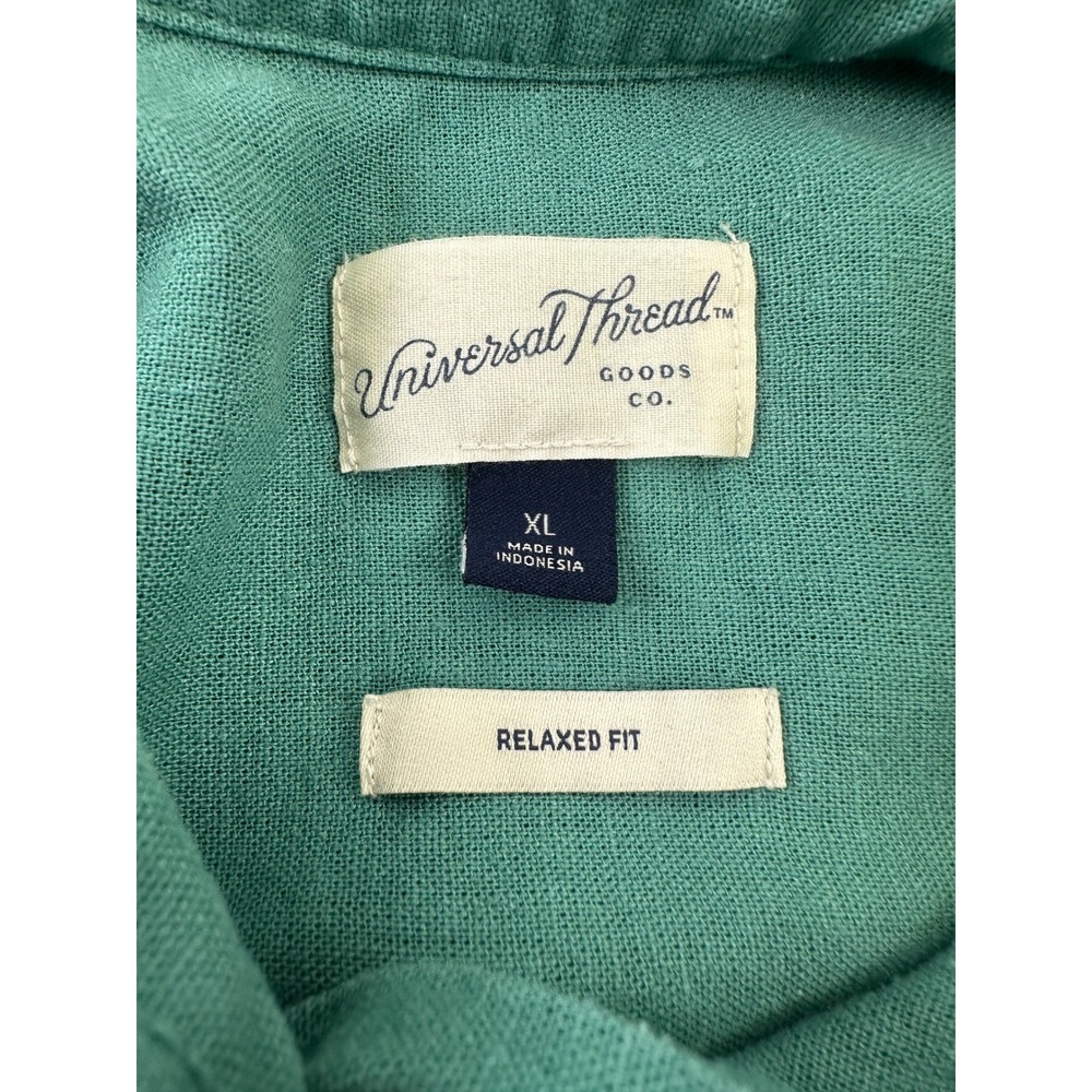 Universal Thread Button Down Green Linen Blend Relaxed Fit Long Sleeve Women XL - Picture 9 of 13